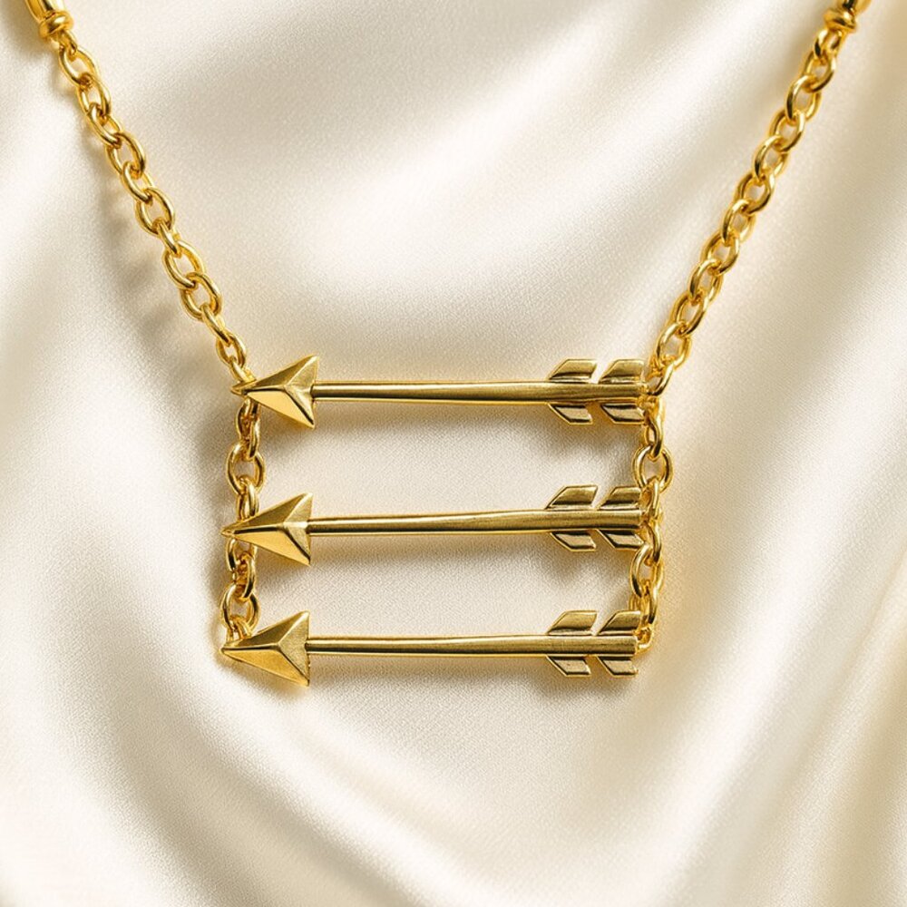 Gold Triple Arrows Necklace – Dainty Layered Arrow Pendant Women’s Fashion Jewel